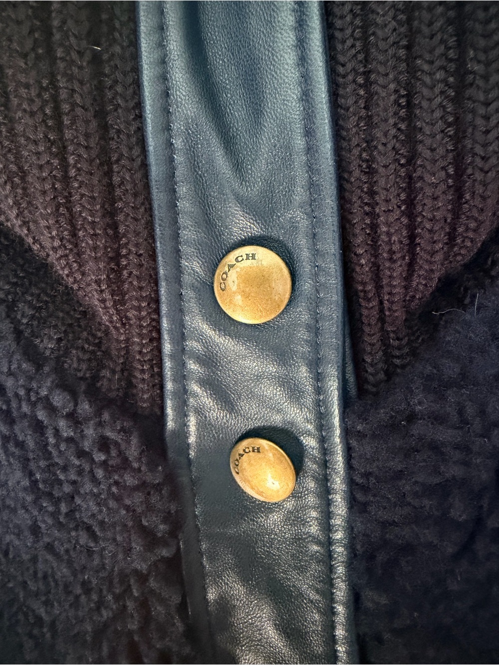 Vintage Coach Lamb Shearling Chevron Bomber Jacket with Lamb Leather - Picture 13 of 15
